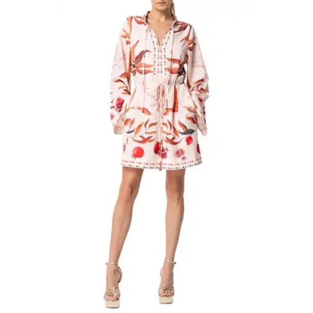 Ciebon Womens Pomegranate Palm Tree Tunic Dress Cream Orange D5788-R2545 Medium